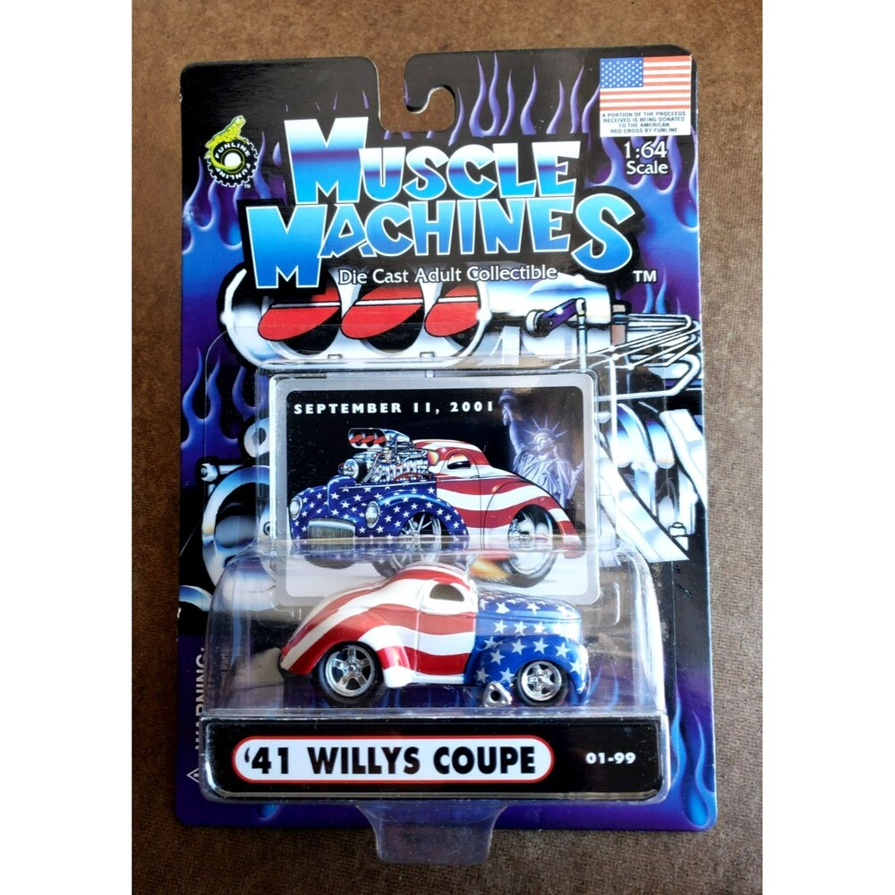 VTG 2001 Muscle Machines '41 WILLYS COUPE 01-99 September 11, 2001 USA FLAG 1:64